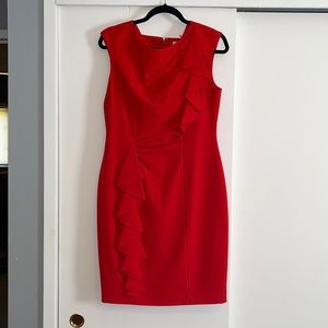Calvin Klein sheath dress with ruffle detail, size 10.
